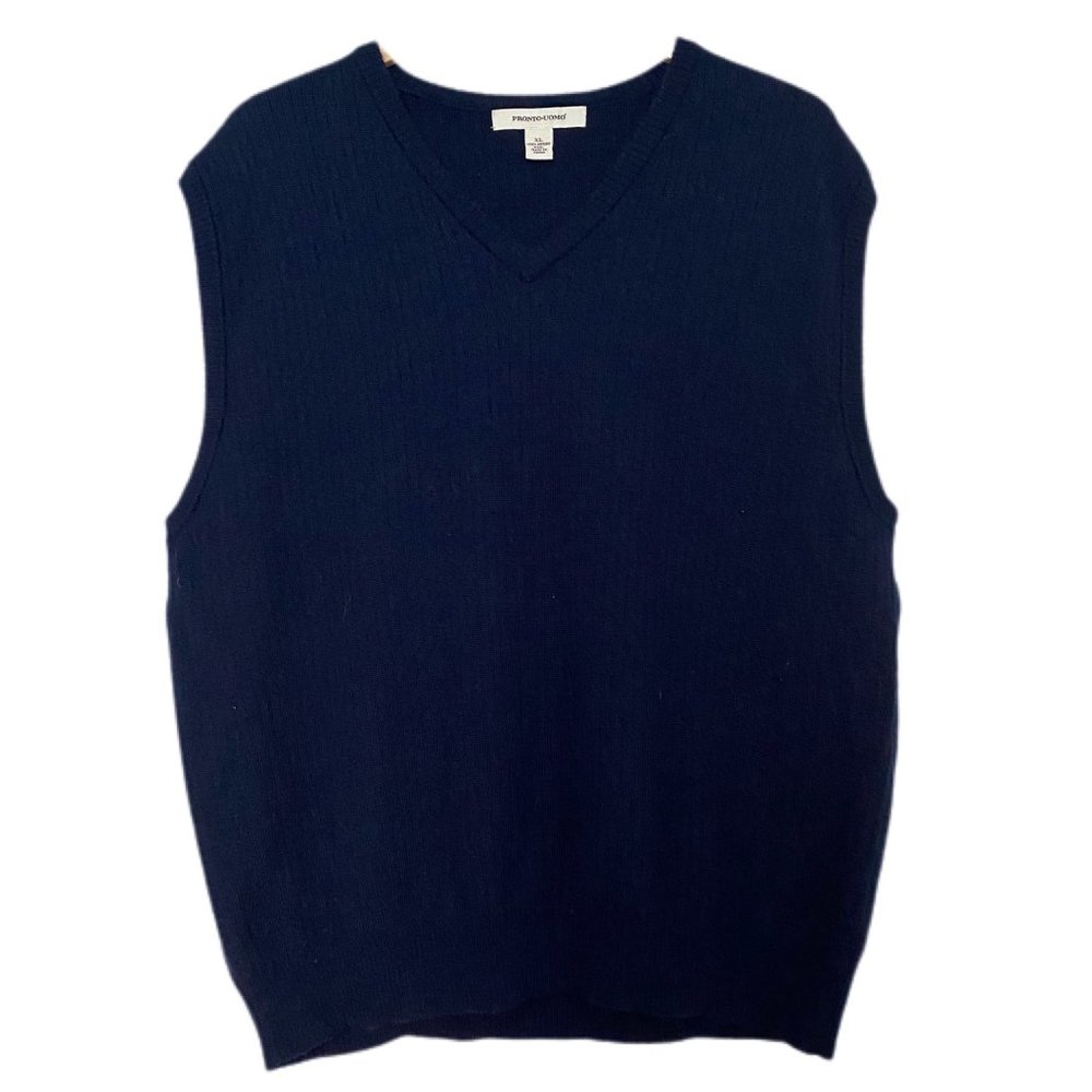 Pronto Uomo Men's Navy Blue Ribbed Knit Sweater XL